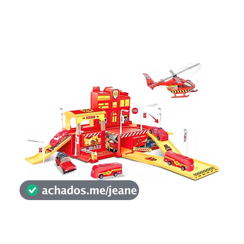 Pista de Carrinhos Infantil Bombeiro com 5 Veículos e Acessórios Maxi Toys