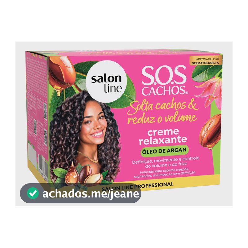 Creme Relaxante Solta Cachos Óleo De Argan Salon Line 200g