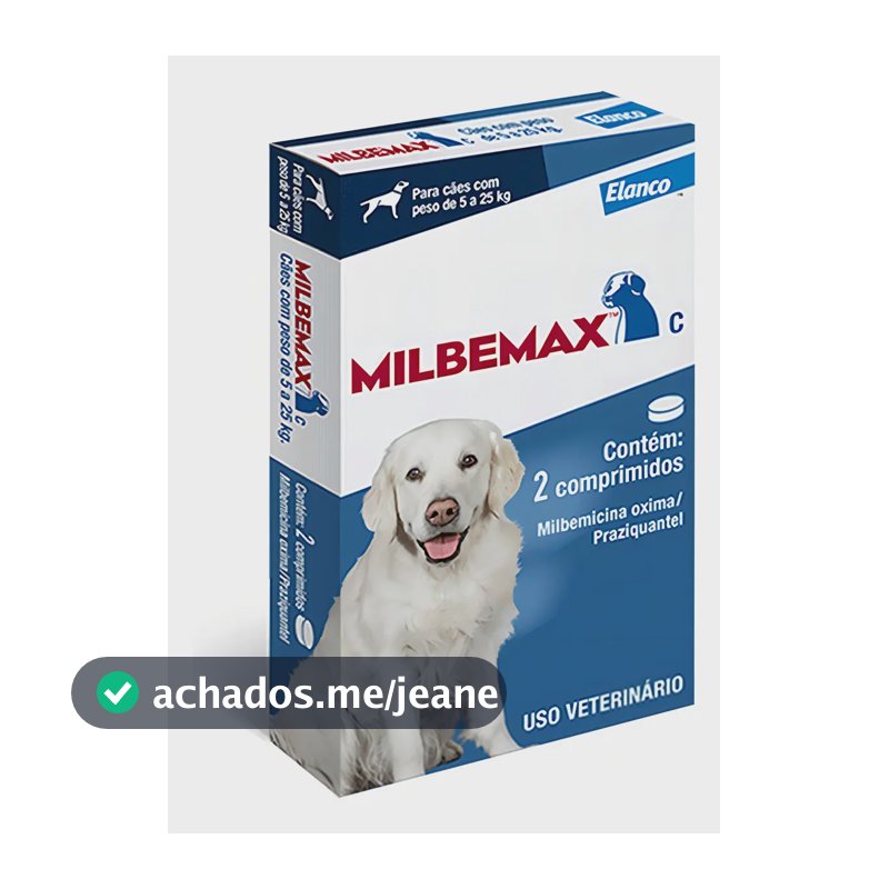 Vermífugo Para Cachorro Elanco Milbemax 5 Kg A 25 Kg 2 Comp
