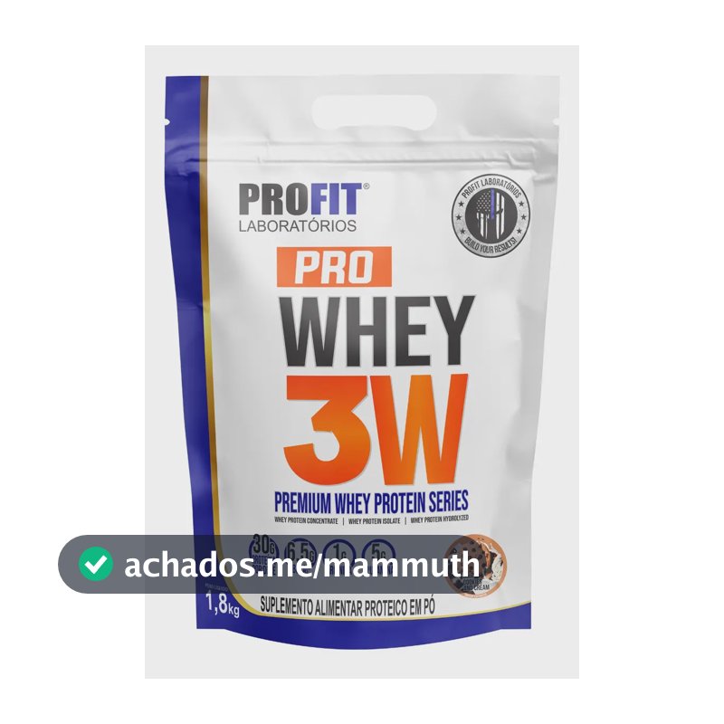 Whey Protein Isolado Concentrado 3w Premium 1,8kg - Profit Sabor Cookies And Cream