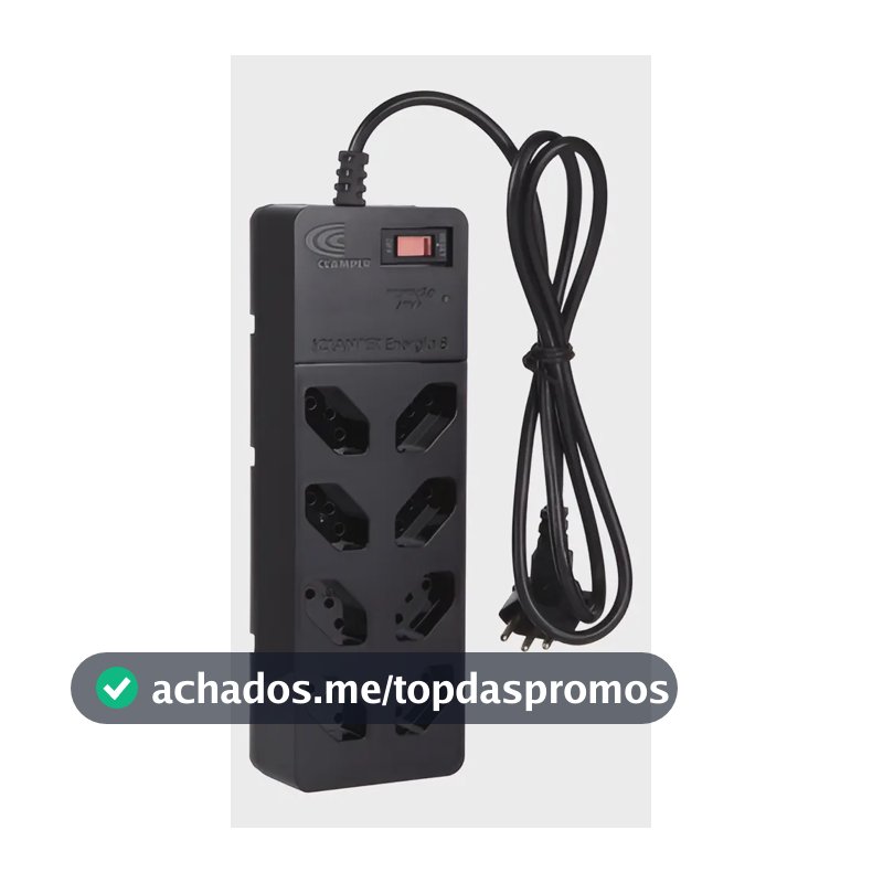 Filtro Linha Régua Energia 8 Tomadas Tecnologia Lcf Clamper Preto 127/220v