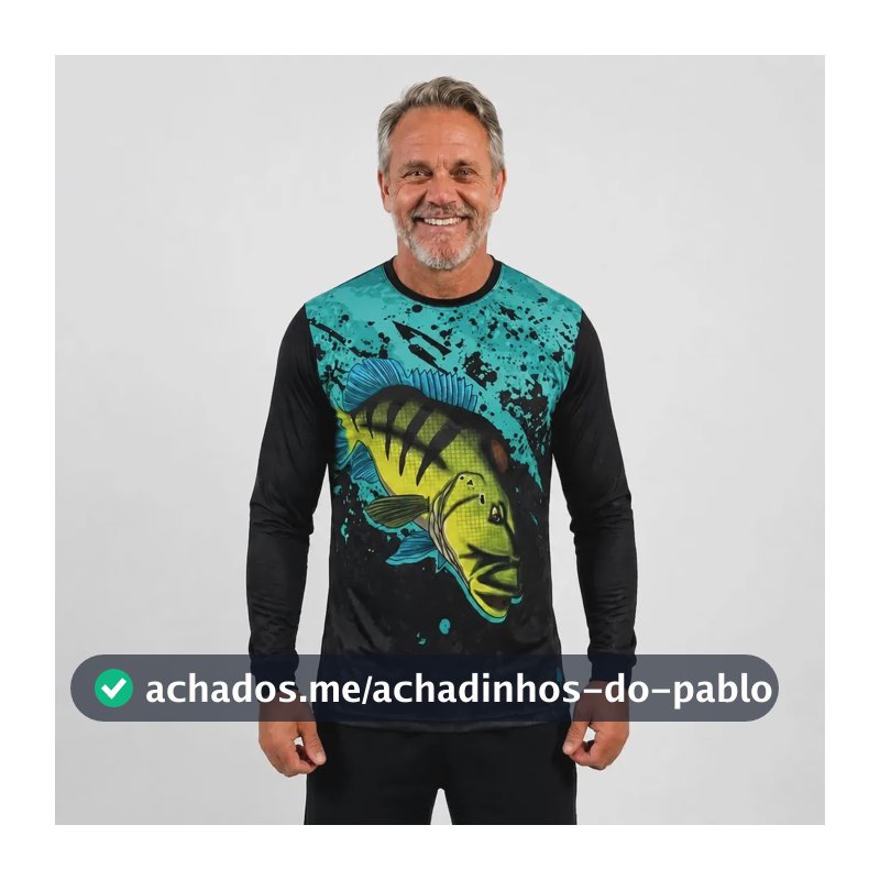 Camisa De Pesca Premium Uv 50+ Dry Fit Proteção Solar Full Tucunare Verde G