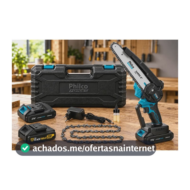 Moto Serra Elétrica 8 Polegadas 2 Bat E Correntes Portátil Azul 127/220v