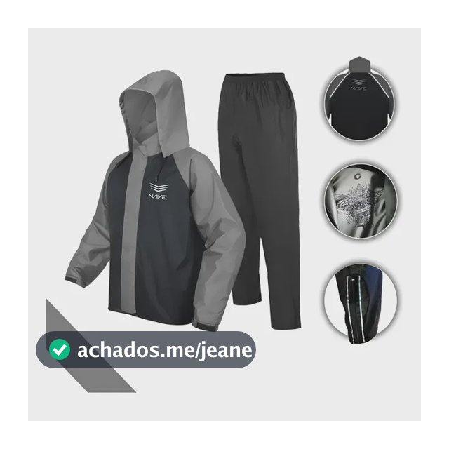 Capa De Chuva Motoqueiro Nylon Emborrachado Impermeável Nave Bicolor