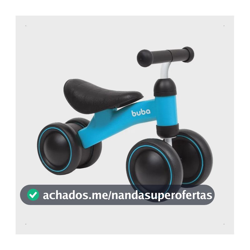 Bicicleta De Equilíbrio 4 Rodas Buba Infantil Sem Pedal Cor Azul