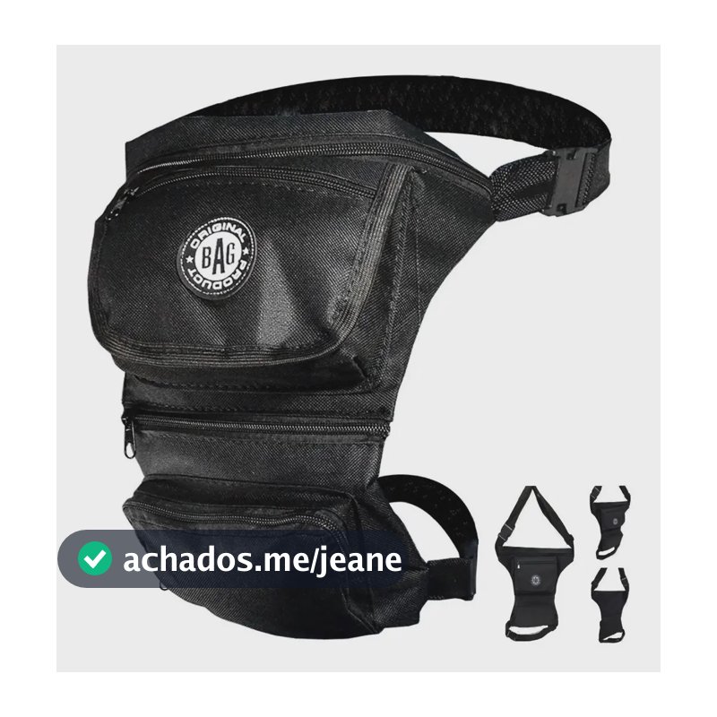 Pochete Bag De Perna Impermeável Motoboy Camping Multiuso Preto Lisa