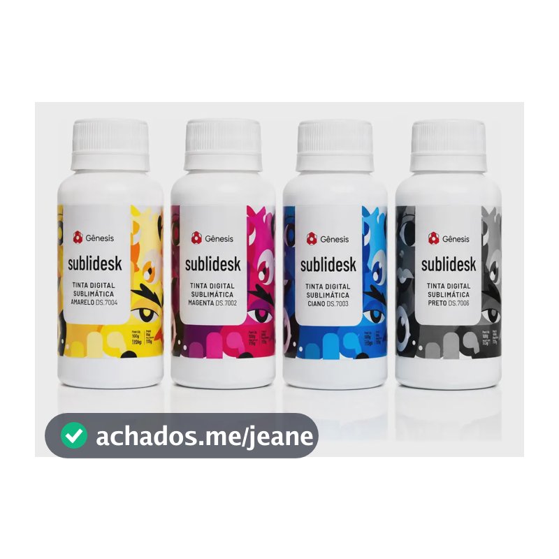 Kit 4 Cores Tinta Sublimatica Gênesis Sublidesk 100ml Tinta Preto/amarelo/ciano/magenta