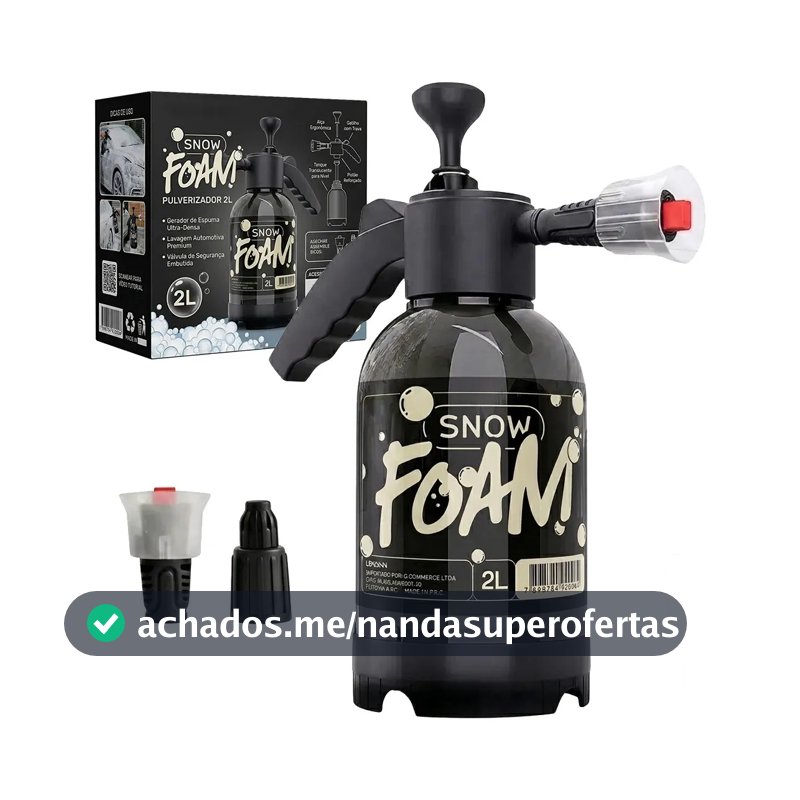 Snow Foam Pulverizador Manual Borrifador Alta Pressão 2 Litros Com 2 Bicos Espuma Automotivo Lavagem Carro Moto Limpeza Jardim