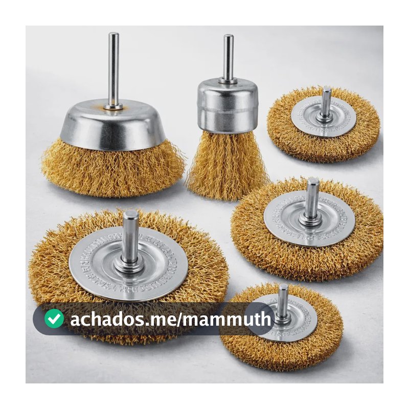 Escova De Aço Para Furadeira Parafusadeira Kit 6pcs Polimento E Limpeza Disco Circular Reta Cônica Copo Aço Larão Esmeril Blueforce