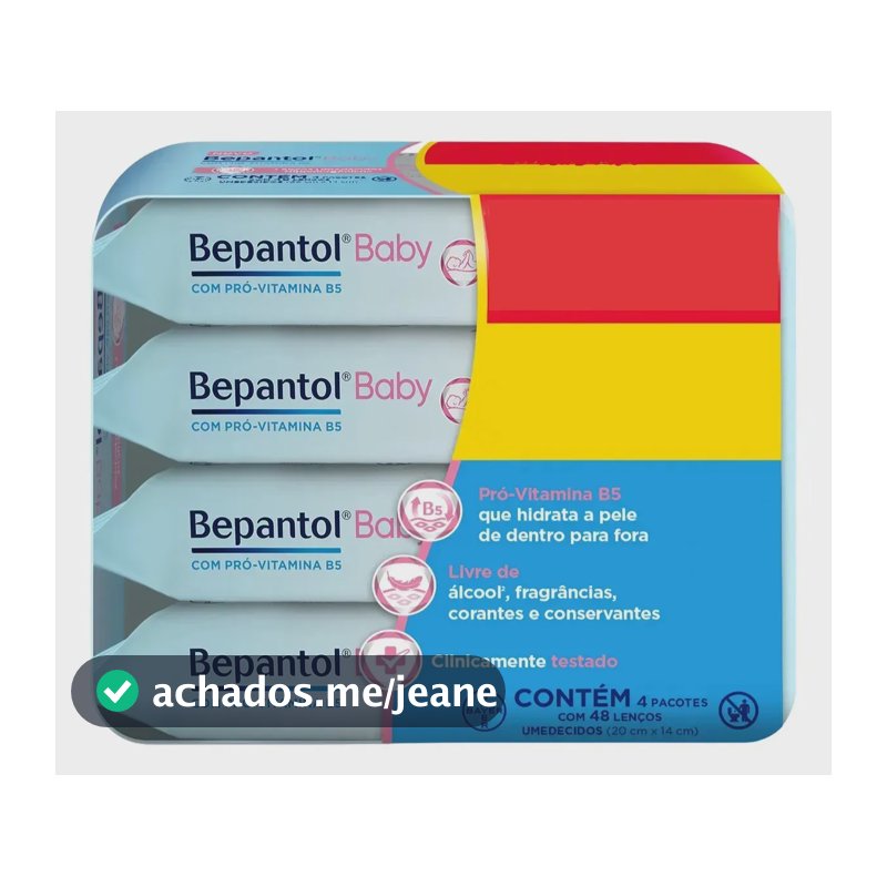 Kit com 4 Lenços Umedecidos Hipoalergênico 48un - Bepantol