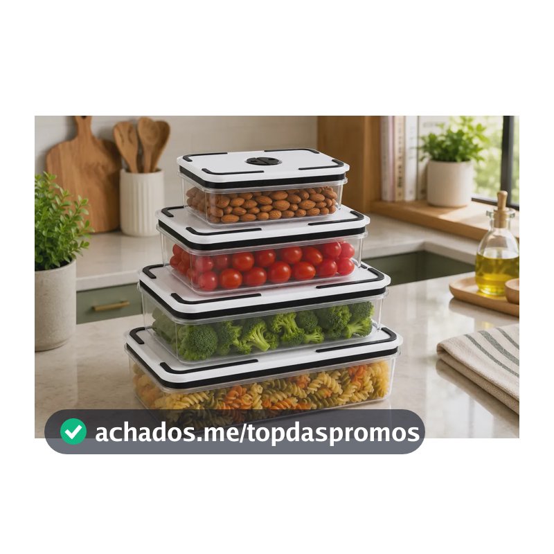 Kit 4 Potes Herméticos Retangular Marmita Total 4630ml Organizador De Geladeira Plástico Fitness Microondas Freezer M&k Home Store