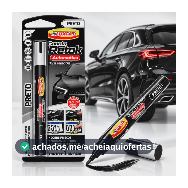Caneta Tira Riscos Luxcar Retoque Automotivo Carro Moto Bike Preto