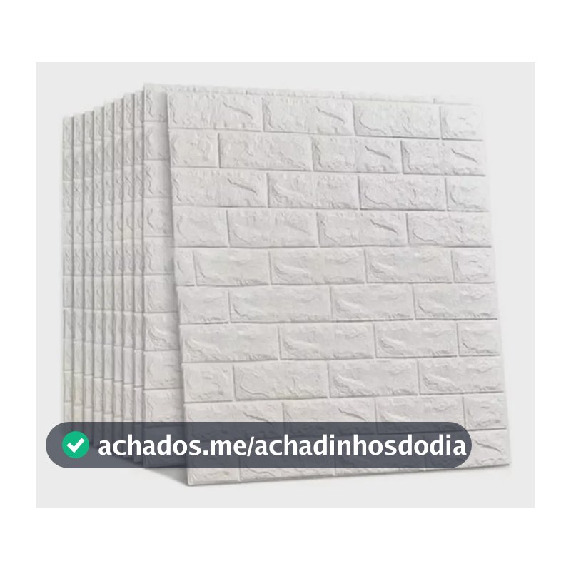 Kit 10 Placas Adesiva 3d Tijolinho Revestimento Parede 70x38 Branco