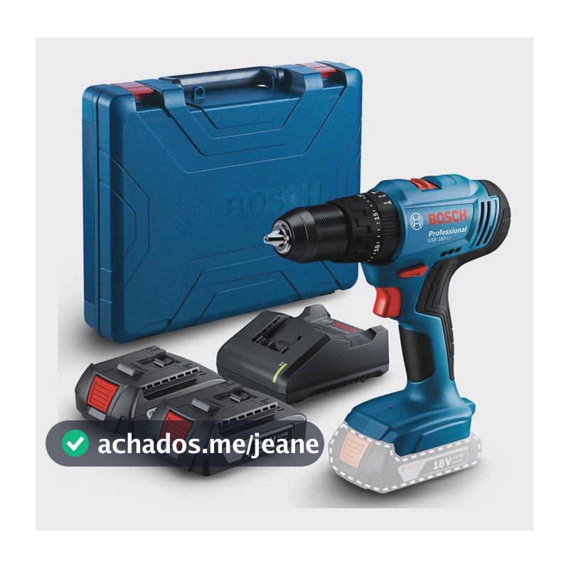 Parafusadeira/ Furadeira de Impacto a Bateria Bosch GSB 183 LI com 2 Baterias Carregador e Maleta