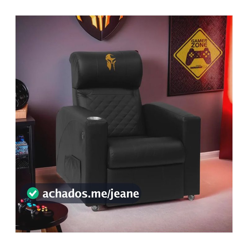 Poltrona Cadeira Gamer Sparta Reclinável Usb Rodinhas Corino Preto Corino