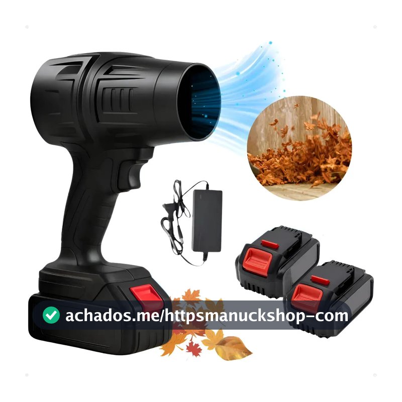 Soprador de Folhas e Pó Turbo Portátil sem Fio 48V com 2 Baterias e Carregador para Jardim e Garagem