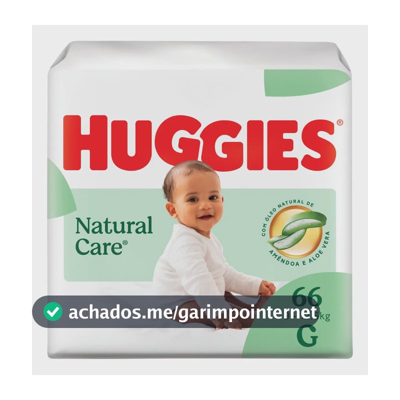Fralda Premium Huggies Natural Care tamanho G 66 Unidades
