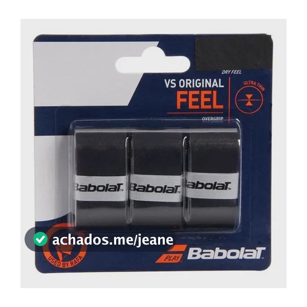 Overgrip Babolat Vs Kit 3 Unidades Cor Preto - Fita Cabo para Raquete de Tennis