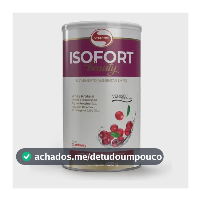 Whey Protein Vitafor Isofort Beauty Isolado e Hidrolisado Cranberry 450 g