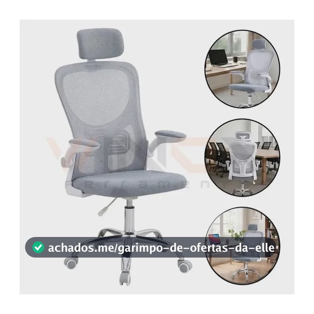 Cadeira para Computador e Escritório Giratória Ergonômica 150kg Branco-Acinzentado