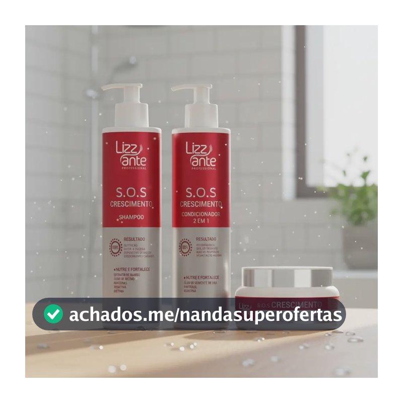 Shampoo Condicionador E Mascara Sos Crescimento Lizz Ante