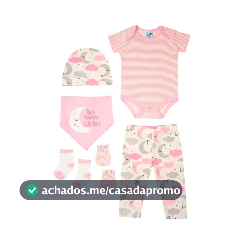 Kit Enxoval Bebê Tip Top 06 Rosa Tamanho M
