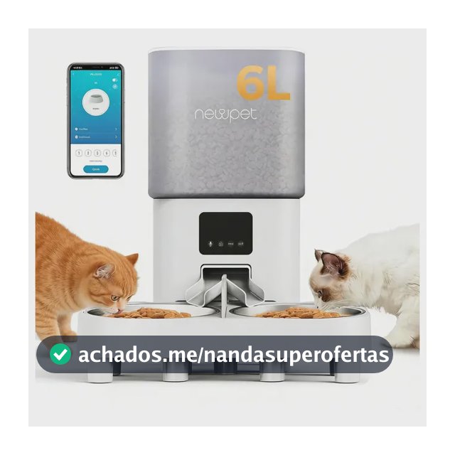Comedouro Automático Gatos Cachorros New Pet 6L Programável Branco