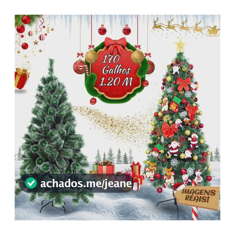 Árvore De Natal 1.20m Pompom Verde Toque De Neve Luxo Cheia