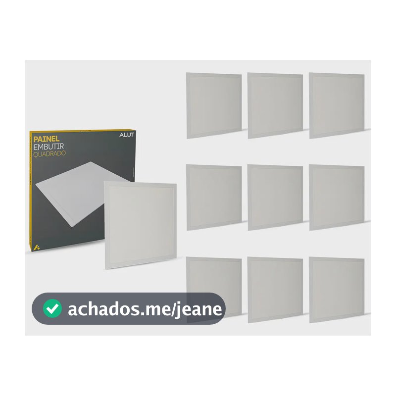 Kit 10 Plafon Led Embutir Quadrado 18w Branco Frio 6500k Bivolt Alut Painel Teto
