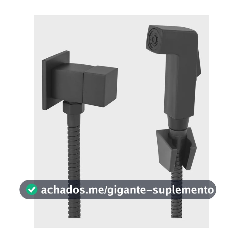 Ducha Higiênica Preto Fosco Quadrada Com Gatilho E Mangueira 1,2m