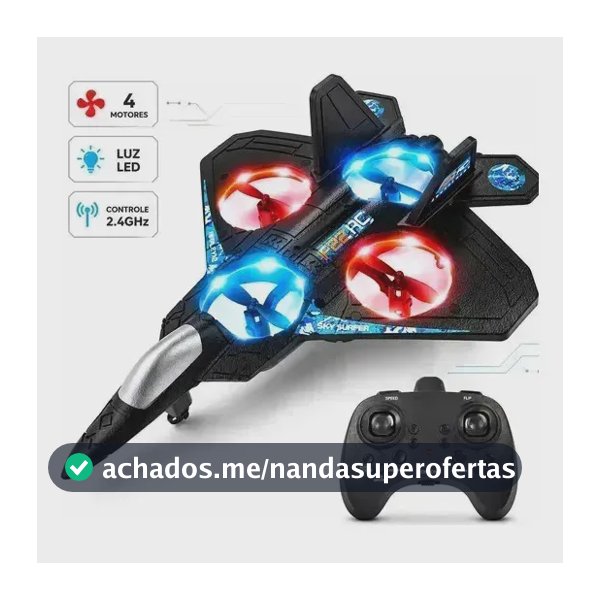 Drone Design Avião Crianças Iniciantes Avião Rc Com Luz Negra Combat Aircraft Controle Remoto 2.4ghz 4 Motores