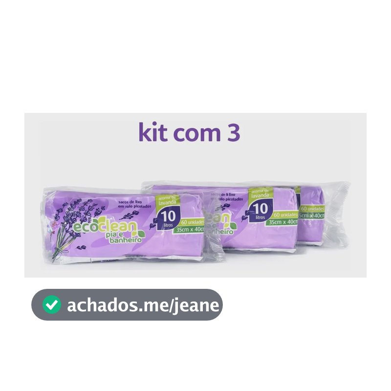 Kit 3 Saco De Lixo Roxo Aroma Lavanda - Pia E Banheiro 180un