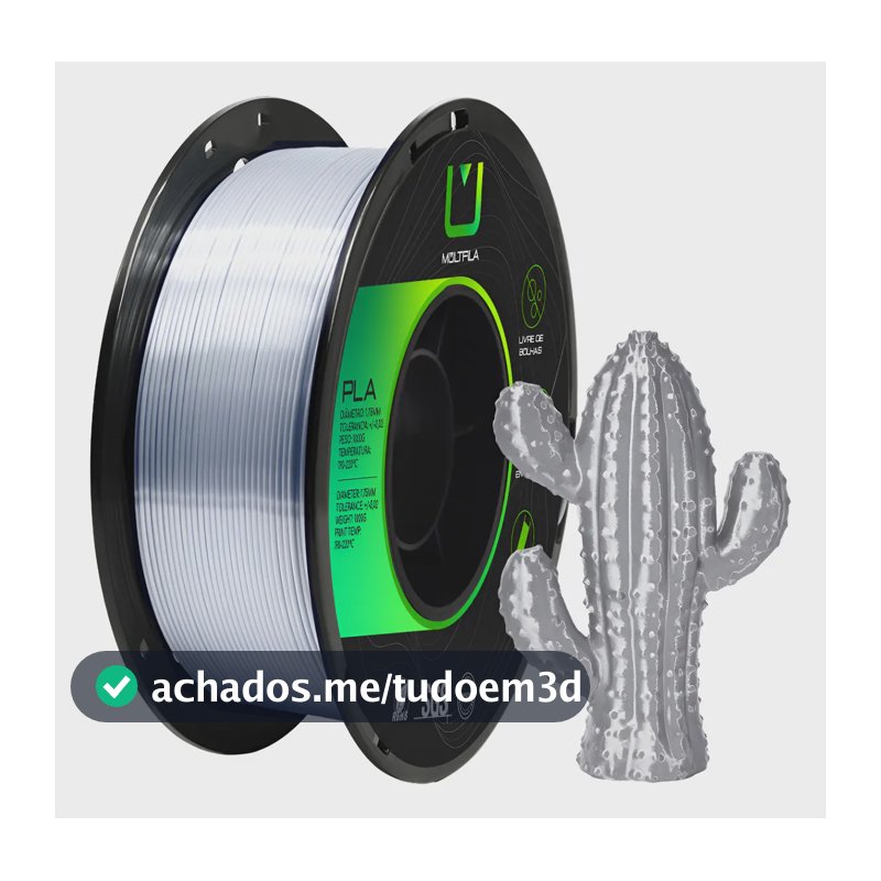 Filamento Pla Silk Prata Metalizado 1kg 3d Multfila 1.75mm Prateado