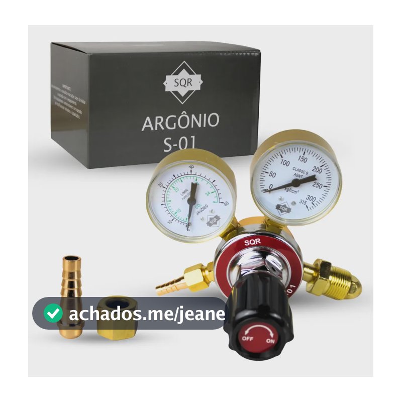 Regulador de Pressão Argônio SQR S-01 Para Cilindro de Soldagem MIG TIG