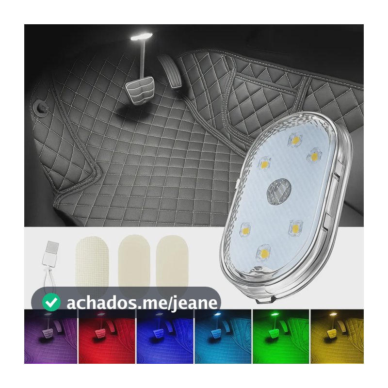 Luz Interior Led Iluminação Carro Touch Rbg Neon Teto Usb Usb Branco Rgb