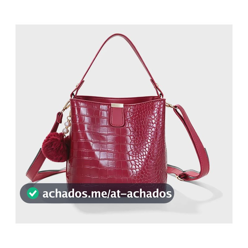 Bolsa Feminina Tomi Mito Croco Vermelha com Alça Ajustável para Ombro e Mão