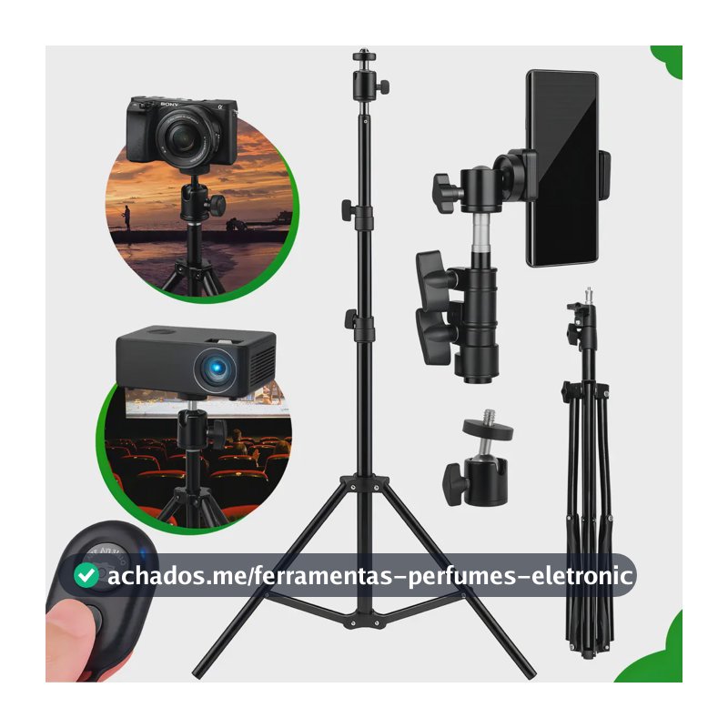 Tripé Pedestal Profissional 2.1 Metros Suporte De Celular Câmera Controle Bluetooth Coolmusic