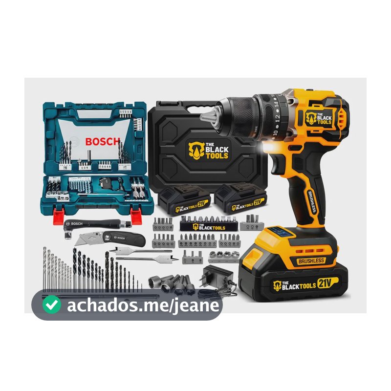 Parafusadeira Furadeira Impacto Brushless + Kit Bosch 68 Pçs Amarelo E Preto 127/220v 60hz
