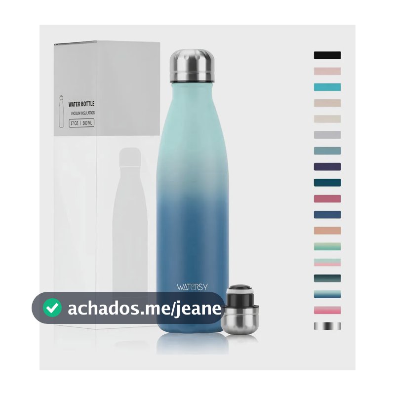 Garrafa Térmica Watersy 500ml Aço Inox Camping Azul Claro/azul