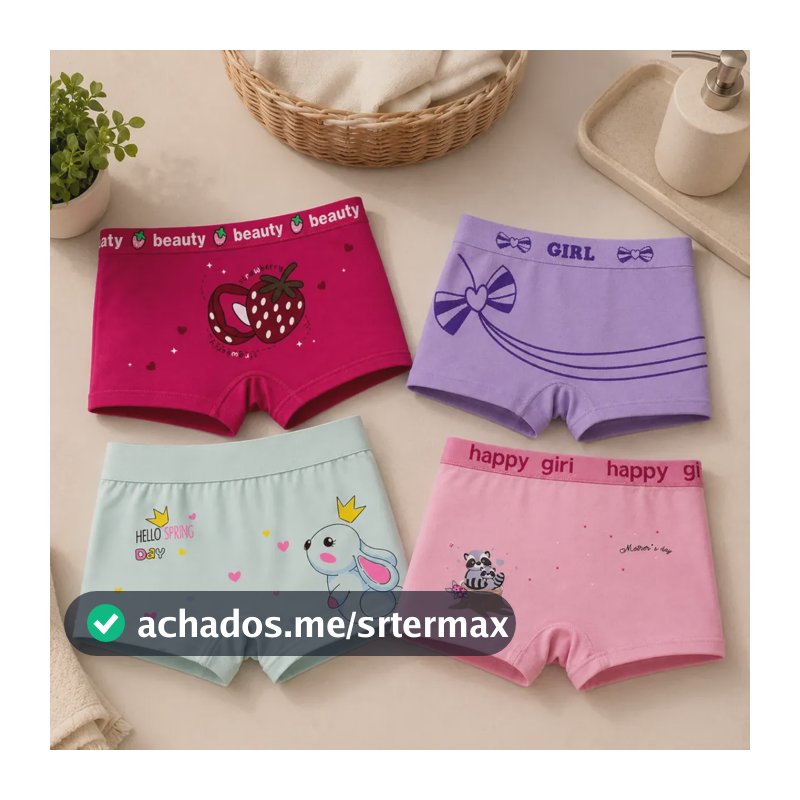 Kit 10 Calcinhas Box Shortinho Infantil Menina 2 A 10 Anos
