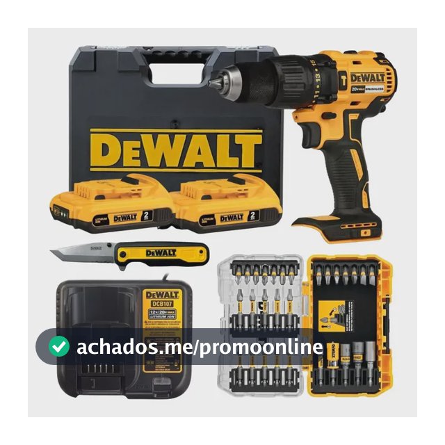 Parafusadeira De Impacto 20v Dcd7781d2 + Brindes Original Amarelo E Preto 20