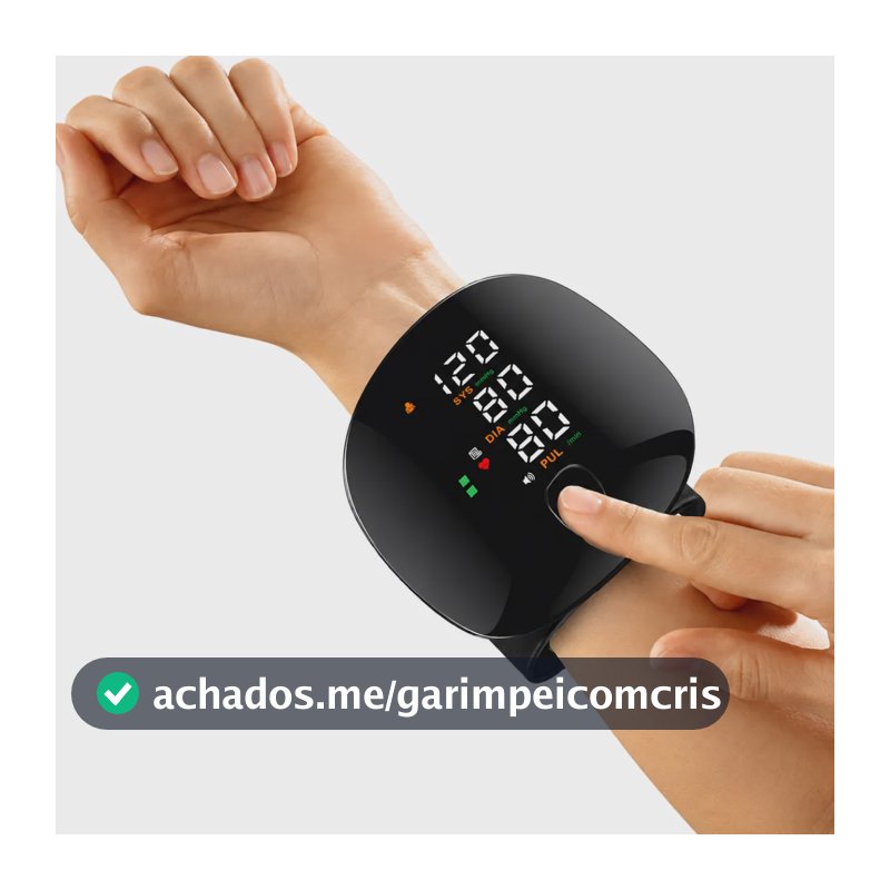 Aparelho Medidor De Pressão Digital Pulso Recarregável Usb-c Preto