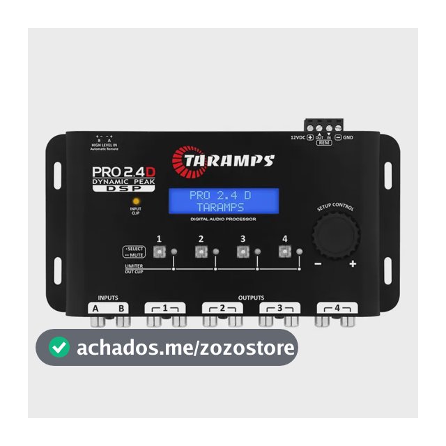 Processador De Audio Digital Taramps Pro 2.4D Equalizador 2 Entradas 4 Saidas 12v Crossover Som Automotivo 4 Vias
