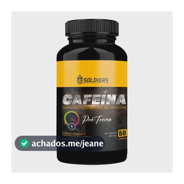 Termogênico Cafeína 60 Caps 200mg 100% Pura Soldiers Nutrition Energia Definição Corporal
