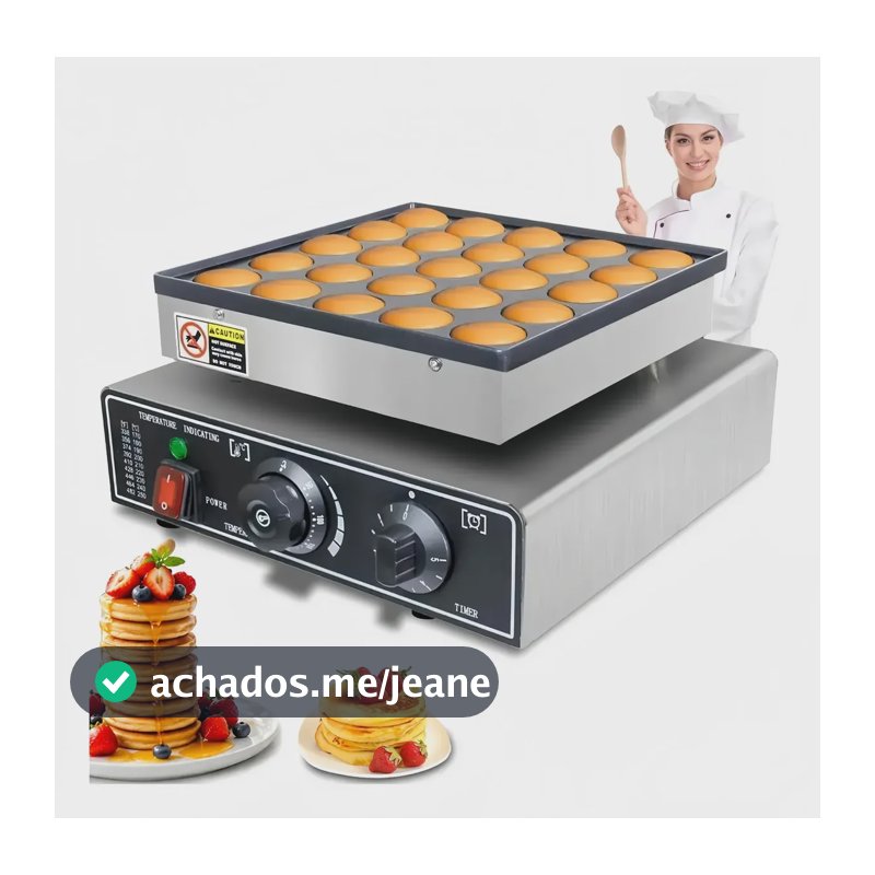 Máquina de Waffles Profissional Gaonas para 25 Mini Hotcakes e Panquecas Antiaderente 3000W