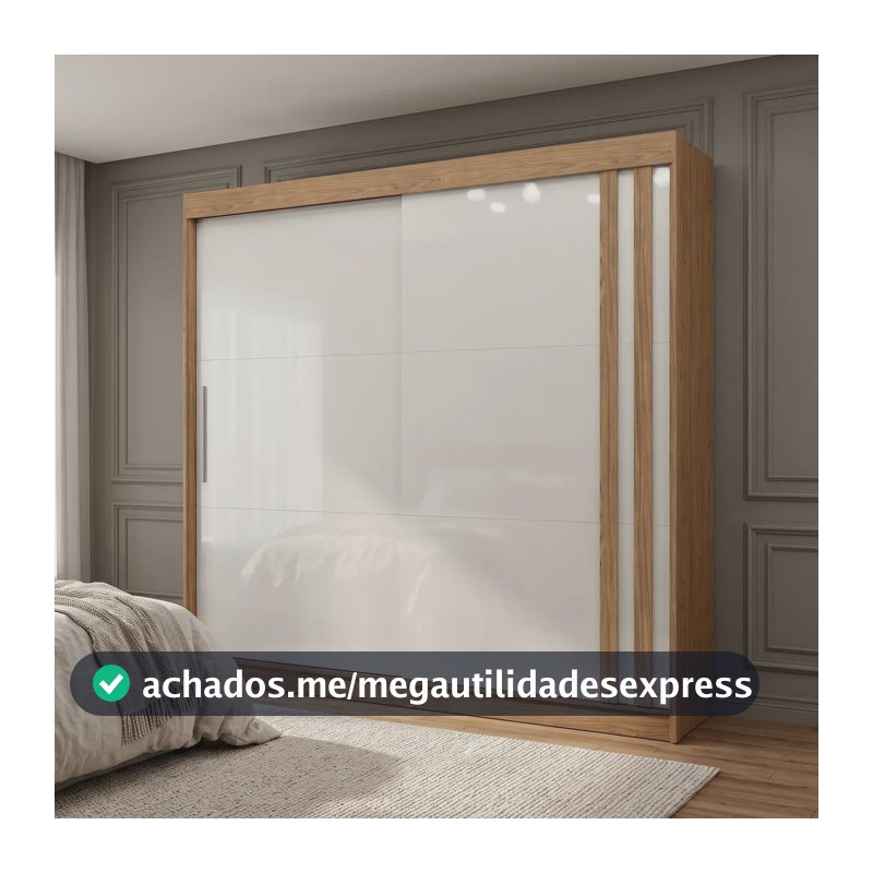 Guarda Roupa Casal 2 Portas De Correr 4 Gavetas Seul Freijó/off White