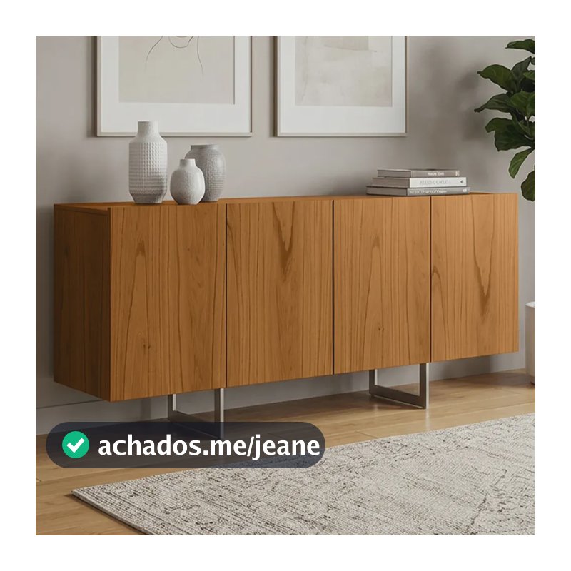 Aparador Sala De Jantar 4 Portas 160cm Pés Industrial Benita Cinamomo Champanhe