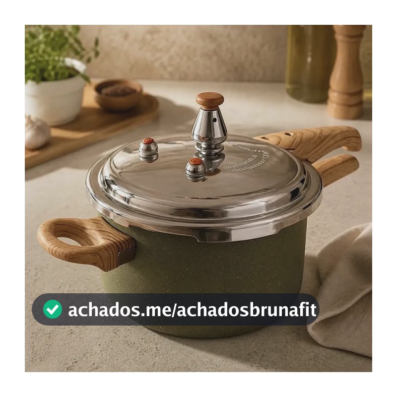 Panela De Pressão Max Chef Wood 4,2l Gas Eletrico Indução Verde Acinzentado
