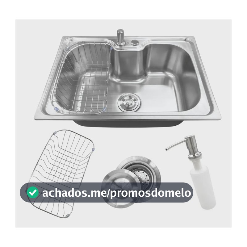 Cuba Gourmet Cozinha Aço Inox Escovado com Acessórios 60x42cm Stillus Home