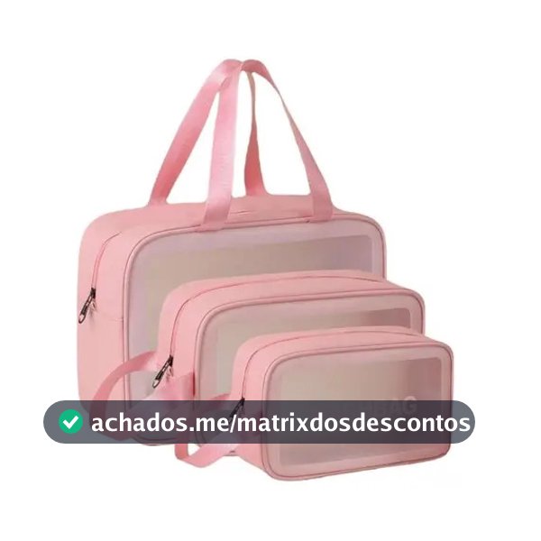 Necessaire Sem Gênero Washbag Kit Necessaires Rosa Liso